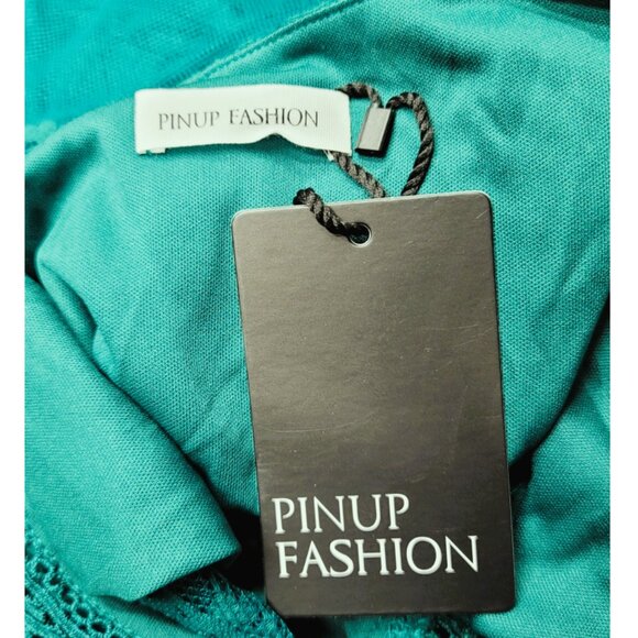 NWT Pinup Fashion Emerald Green Boho Lace V-Neck Maxi Dress 18W - Picture 12 of 14